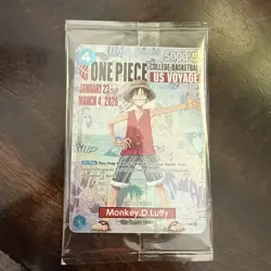 One Piece CCG Monkey.D.Luffy US Voyage College Basketball Promo card. Unopened - Image 1