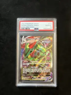 Pokemon TCG Evolving Skies Rayquaza VMAX Holo Full Art Card 111/203 PSA 10 - Image 1