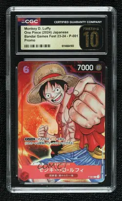 2022 One Piece Card Game: Promos Japanese Monkey D Luffy #P-001 CGC 10 Pristine - Image 1