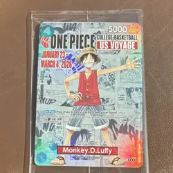 Sealed One Piece CCG Monkey.D.Luffy US college basketball Voyage Promo Card - Image 1