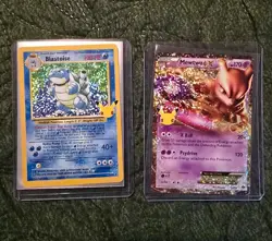 Pokemon Cards Blastoise And Mewtwo 25th Celebrations 02/102 54/99 Mint - Image 1