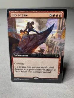 MTG 1x EXTENDED ART City on Fire 363 March of the Machine Magic Gathering x1 NM - Image 1