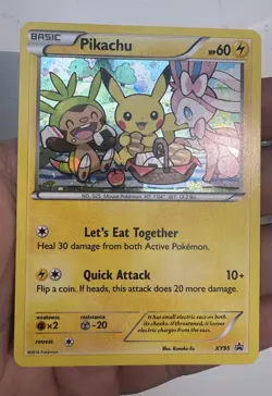 Pikachu XY95 Black Star Promo Holo Pokemon Card – Cute Artwork – Rare - Image 1