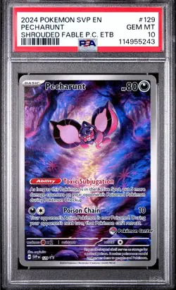 PSA 10 Pecharunt 129 SVP 2024 Pokemon Center Shrouded Fable ETB Black Star Promo - Image 1