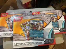 Pokemon TCG Mabosstiff ex 3-Booster Showcase Box Lot of 3. Paradox Rift & more! - Image 1