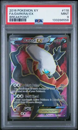2016 POKEMON XY BREAKPOINT #118 FULL ART/DARKRAI EX PSA 9 (POTENTIAL 10) - Image 1