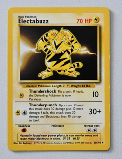 Electabuzz 020/102 Pokemon Base Set Regular, Ungraded, Excellent - Image 1