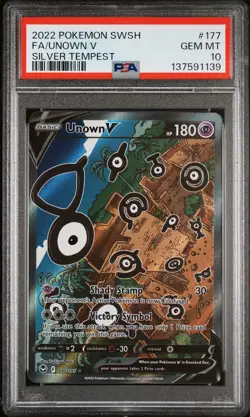 Pokemon Silver Tempest Unown V 177 PSA 10 - Image 1