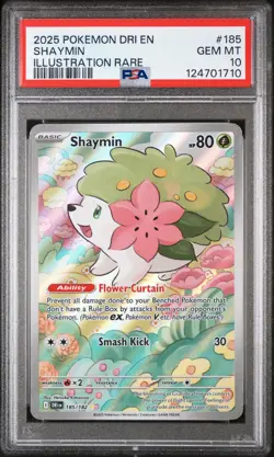 2025 POKEMON DRI EN-DESTINED RIVALS ILLUSTRATION RARE #185 SHAYMIN PSA 10 - Image 1