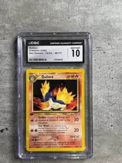 Pokemon Card 1st Ed. Quilava CGC 10 Gem, Neo Genesis 46/111, WOTC 2000 - Image 1