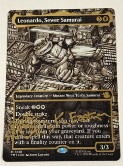 Magic The Gathering MTG Leonardo Sewer Samurai Gold Foil Stamped Signature TMNT - Image 1