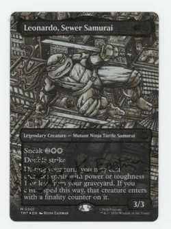 Magic The Gathering MTG Leonardo Sewer Samurai Gold Foil Stamped Signature TMNT - Image 2