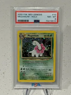 2000 Pokemon Meganium 10/111 Neo Genesis Rare Holo PSA 8 NM-MINT SWIRL - Image 5