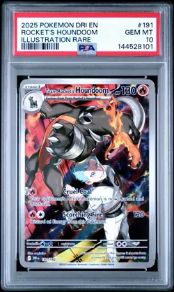 2025 POKEMON DRI EN-DESTINED RIVALS #191 TEAM ROCKET'S HOUNDOOM PSA 10 Gem Mint - Image 1