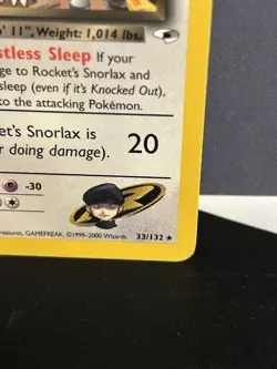 Pokemon TCG Rockets Snorlax 33/132 Gym Heroes Unlimited Card - Image 4