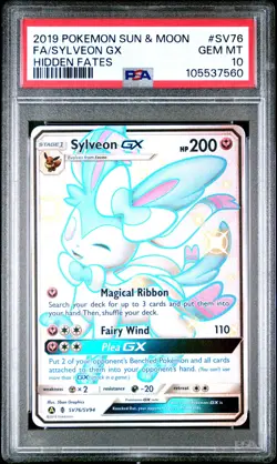 2019 POKEMON SUN & MOON HIDDEN FATES #SV76 FULL ART/SYLVEON GX PSA 10 - Image 1