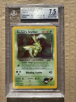 2000 Pokemon Gym Heroes Unlimited Rocket's Scyther #13 Holo BGS 7.5 - Image 1