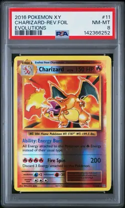2016 Pokemon XY Evolutions: Rev. Foil Charizard #11 PSA 8 - Image 1