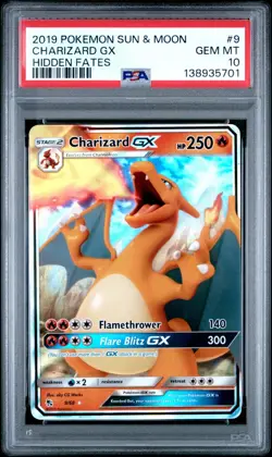 2019 POKEMON SUN & MOON HIDDEN FATES 9 CHARIZARD GX PSA 10 - Image 1