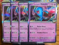 Pokemon TCG Destined Rivals Team Rocket's Wobbuffet Holo Rare 082/182 x4 Playset - Image 1