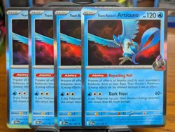 Pokemon TCG Destined Rivals Team Rocket's Articuno Holo Rare 051/182 x4 Playset - Image 1