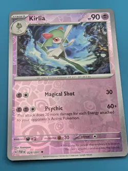 Kirlia 028/091 Paldean Fates Uncommon Pokemon Reverse Holo NM - Image 1