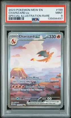 2023 POKEMON MEW EN-151 SPECIAL ILLUSTRATION RARE #199 CHARIZARD EX PSA 9 - Image 1