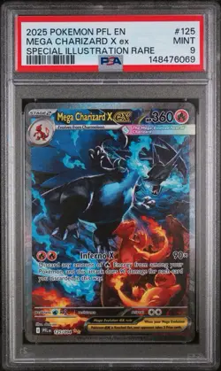 2025 POKEMON PFL EN-PHANTASMAL FLAMES | SIR MEGA CHARIZARD X EX 125 PSA 9 - Image 1