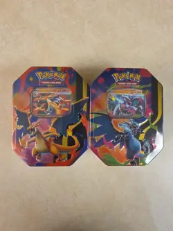 Mega Charizard X and Y Tins Sealed 2026 Set of 2 Pokemon TCG Phantasmal Flames - Image 1