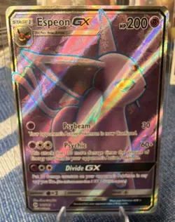 POKEMON ESPEON GX 140/149 SUN & MOON HOLO ULTRA RARE STAGE 1 HP 200 30 60+ - Image 1