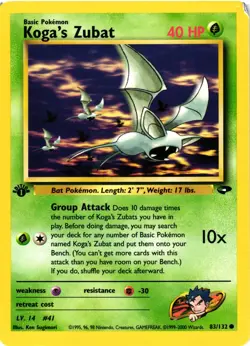 Pokemon TCG Koga's Zubat Gym Challenge 83/132 1st Edition Common LP/MP - Image 1