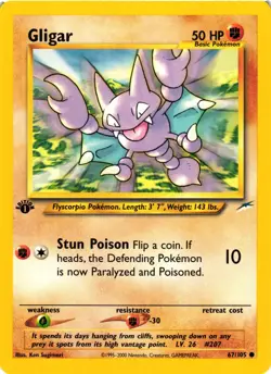 Pokemon TCG Gligar Neo Destiny 67/105 Regular 1st Edition Common VLP - Image 1