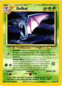 Pokemon TCG Golbat Neo Revelation 29/64 Regular Unlimited Uncommon LP - Image 1