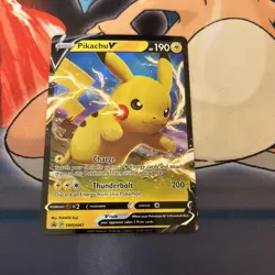 Pokemon TCG SWSH061 Pikachu v Black Star Promos Holo Card Near Mint Condition - Image 1