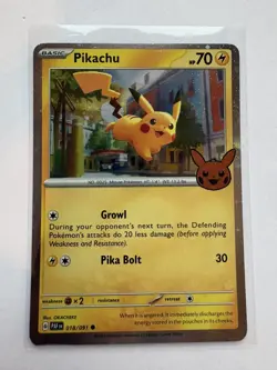 DOUBLE SWIRL 🌀💫 Pikachu 018/091 Cosmos Holo 2024 Trick or Trade Pokemon Card - Image 1
