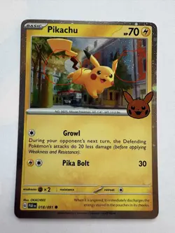 DOUBLE SWIRL 🌀💫 Pikachu 018/091 Cosmos Holo 2024 Trick or Trade Pokemon Card - Image 3