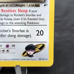 Rocket's Snorlax 33/132 Gym Heroes Pokemon Card TCG WOTC Non Holo Rare NM ⭐ - Image 5