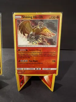 Pokemon Shining Rayquaza 56/73 & Shining Ho-Oh SM70 Lot – DMG Creased Cards - Image 3