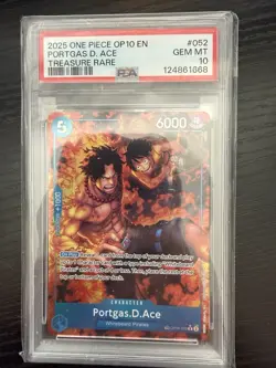 One Piece TCG Portgas.D.Ace OP08-052 Royal Blood Foil Treasure Rare Card PSA 10 - Image 1
