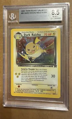 Dark Raichu Holo Secret Rare 83/82 Team Rocket Pokemon Card BGS Grade 8.5 - Image 1