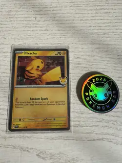 Pokemon - Pikachu (Pokemon Day 2026) - 051/162 - Promo - Holo - With Coin - Image 1