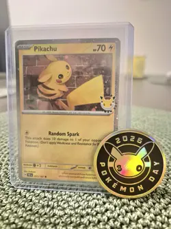 Pikachu (Holo) POKEMON DAY PROMO 2026 30th Anniversary 051/162 + PROMO COIN - Image 1