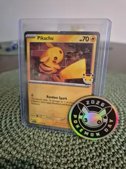 Pikachu (Holo) POKEMON DAY PROMO 2026 30th Anniversary 051/162 + PROMO COIN - Image 1
