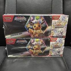 LOT OF 2 Pokemon Prismatic Evolutions Surprise Box+Booster Bundle Sams Club Set - Image 1