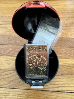 23K Gold Plated CHARIZARD Trading Card 1999 Burger King Pokemon Ball - Image 1