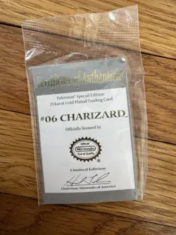 23K Gold Plated CHARIZARD Trading Card 1999 Burger King Pokemon Ball - Image 4