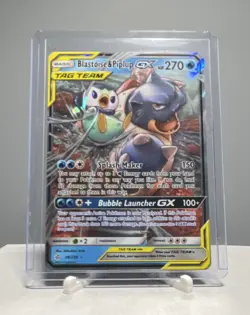 Pokemon Blastoise & Piplup GX Cosmic Eclipse Ultra Rare 38/236 Basic 270 HP - Image 1