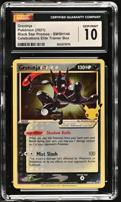 CGC 10 GEM MINT Greninja GOLD STAR SWSH144 HOLO Elite PROMO Pokemon Card 203 - Image 1