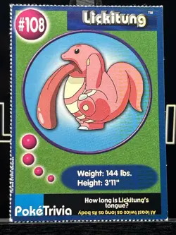 Lickitung #108 Pokemon Burger King PokeTrivia Trading Card - Image 3