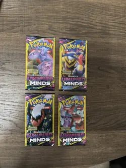 (4) Pokemon Dollar General Mini Booster Unified Minds 3 Card Pack, Art Set - Image 1